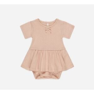 Quincy Mae Pointelle Skirted Onesie in Melon - Size 3-6 Months